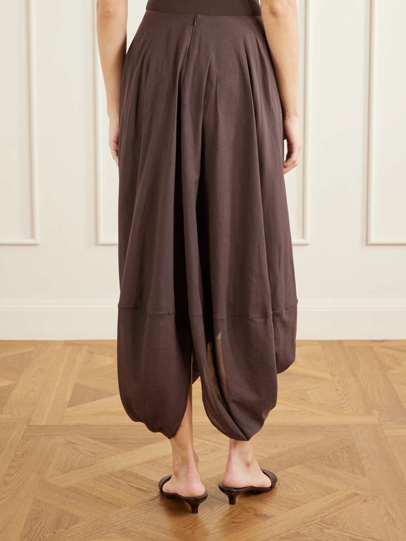 TOTEME Draped Organic Cotton And Lyocell-blend Maxi Skirt | Thumbnail 4 TOTEME Draped Organic Cotton And Lyocell-blend Maxi Skirt | Thumbnail 4