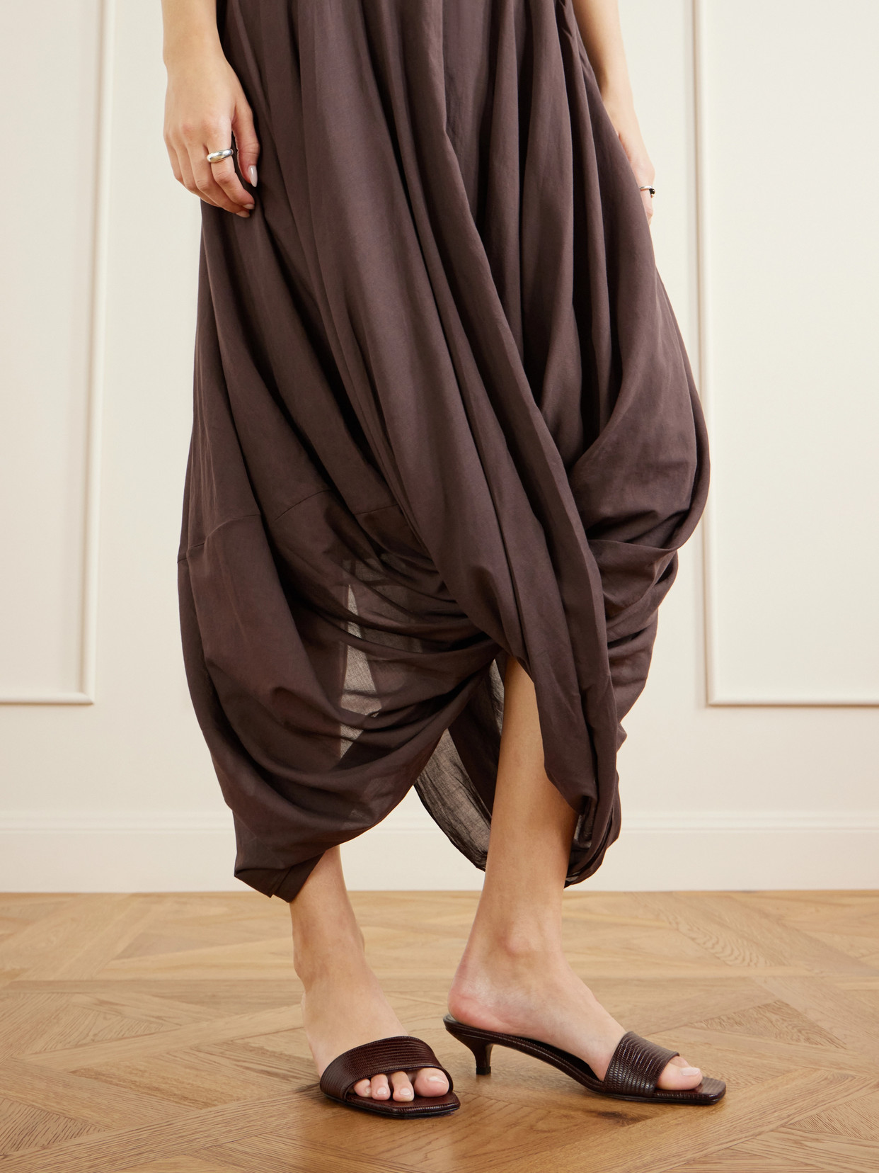Draped Organic Cotton And Lyocell-Blend Maxi
