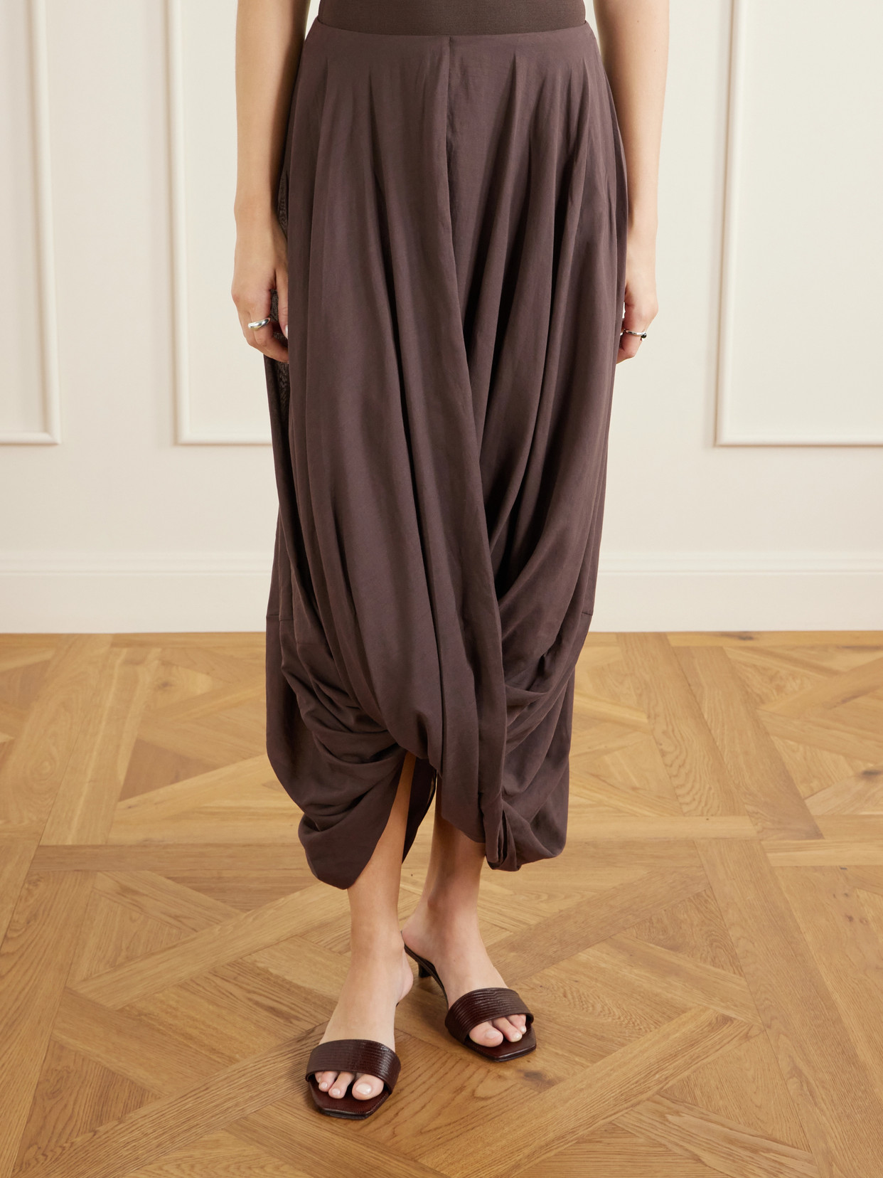 Draped Organic Cotton And Lyocell-Blend Maxi