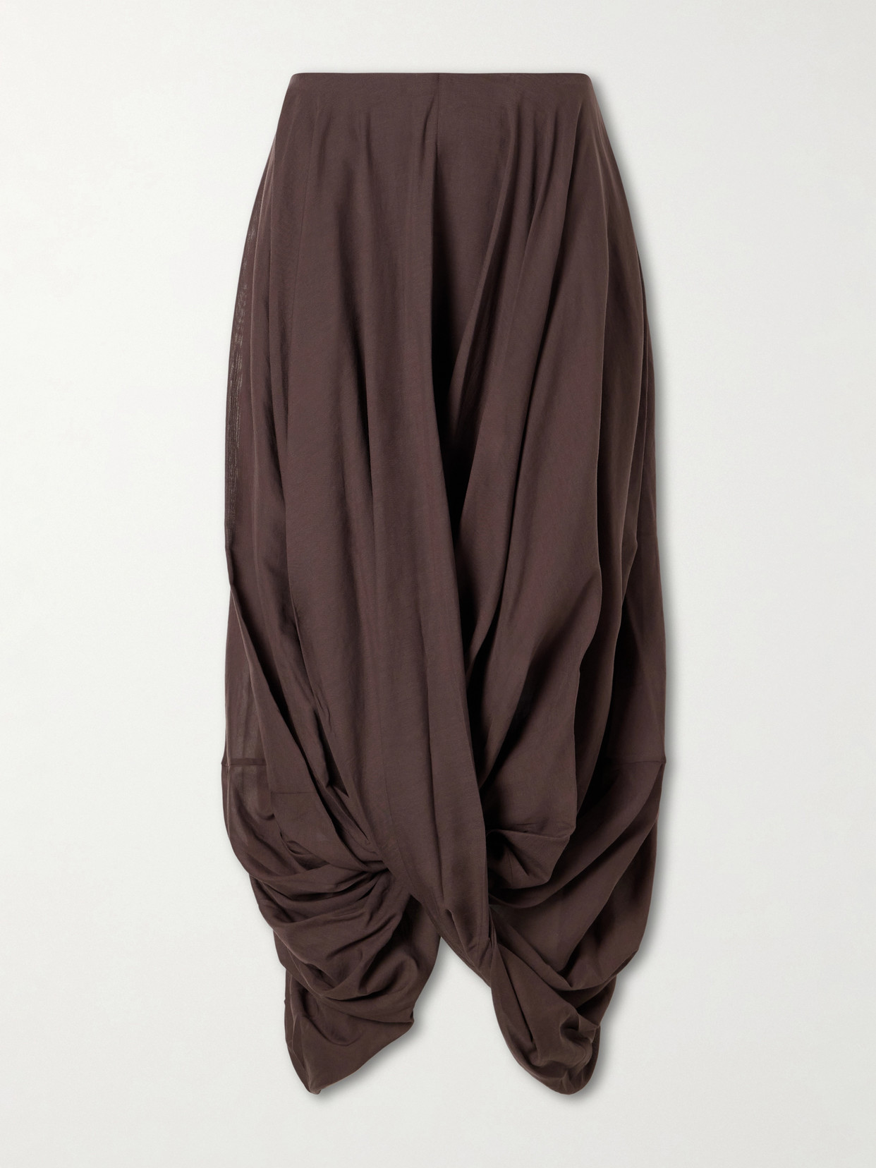 Totême Draped Organic Cotton And Lyocell-blend Maxi Skirt In Brown
