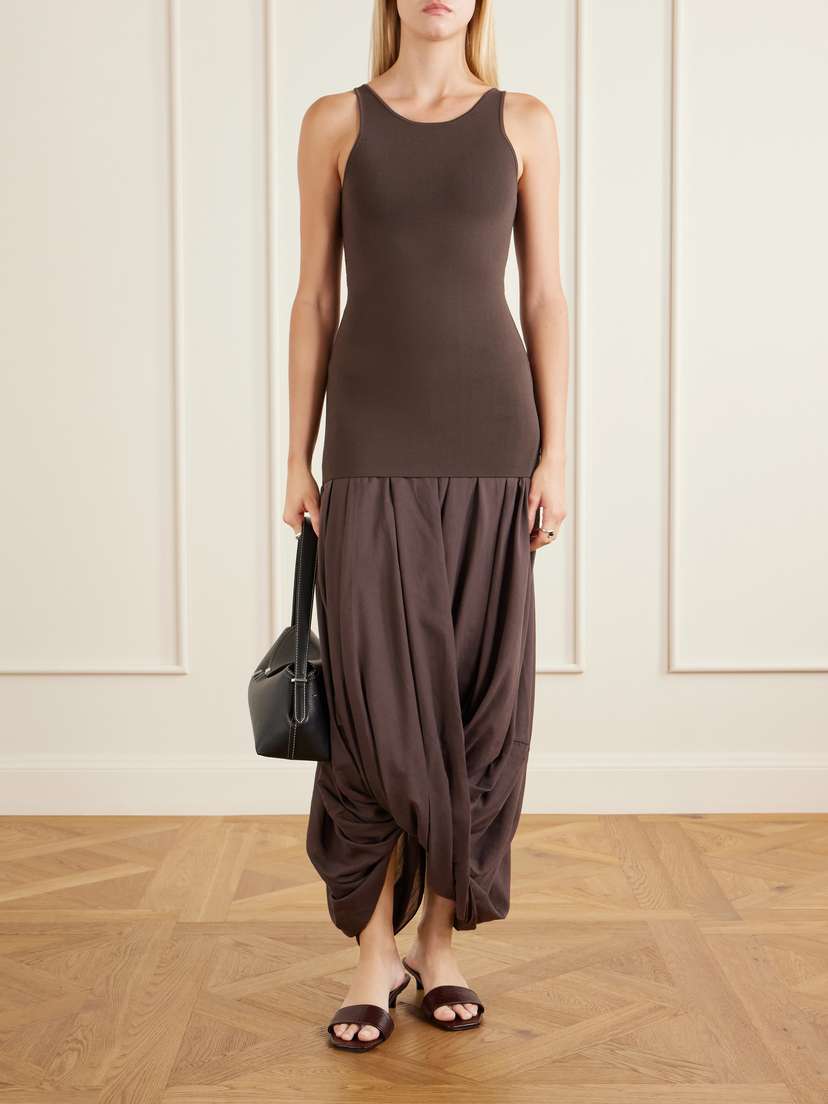 TOTEME Draped Organic Cotton And Lyocell-blend Maxi Skirt | Thumbnail 2 TOTEME Draped Organic Cotton And Lyocell-blend Maxi Skirt | Thumbnail 2