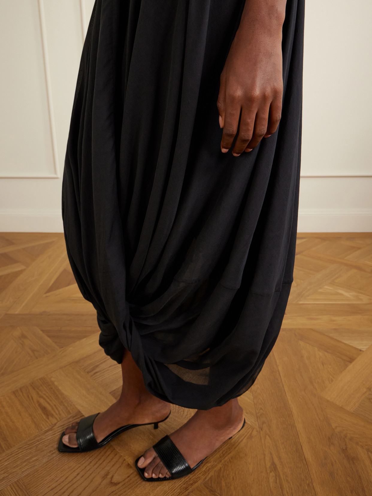 Cocoon Draped Lyocell And Organic Cotton-Blend Maxi