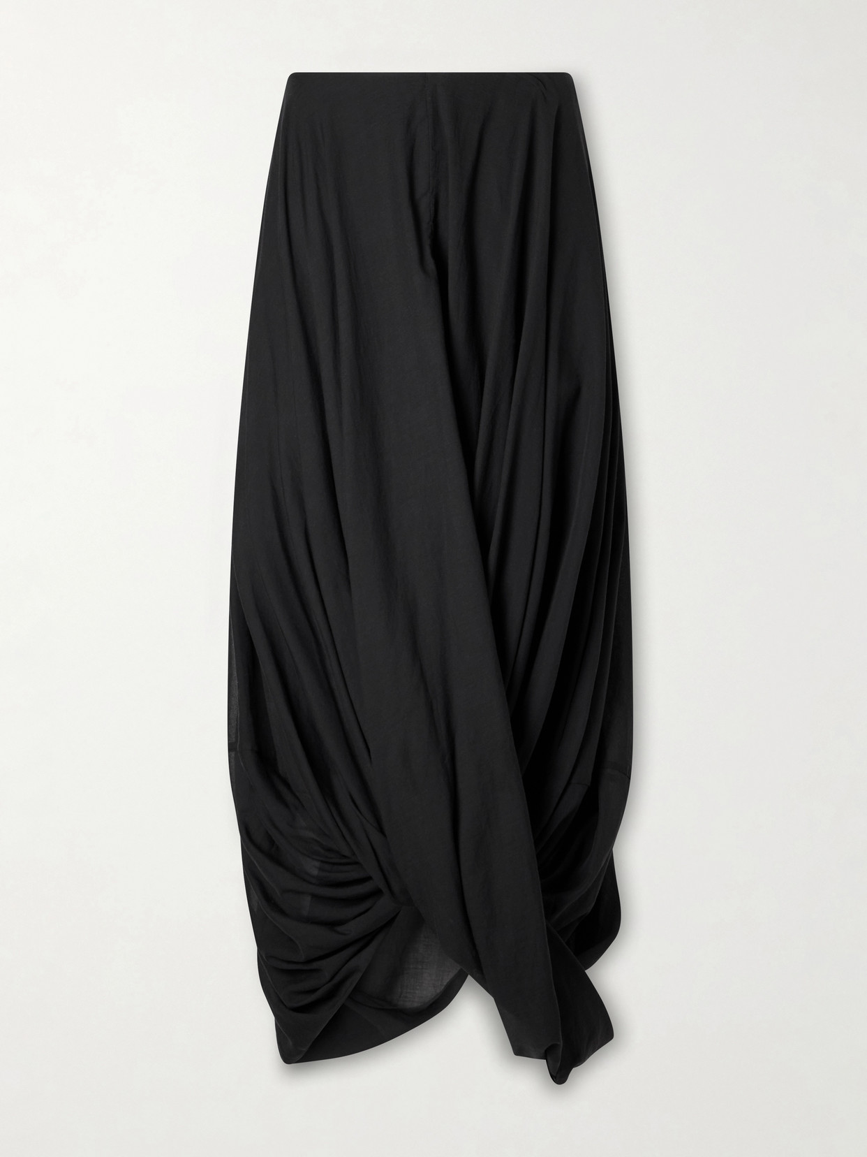 TOTEME - Cocoon Draped Lyocell And Organic Cotton-blend Maxi Skirt - Black