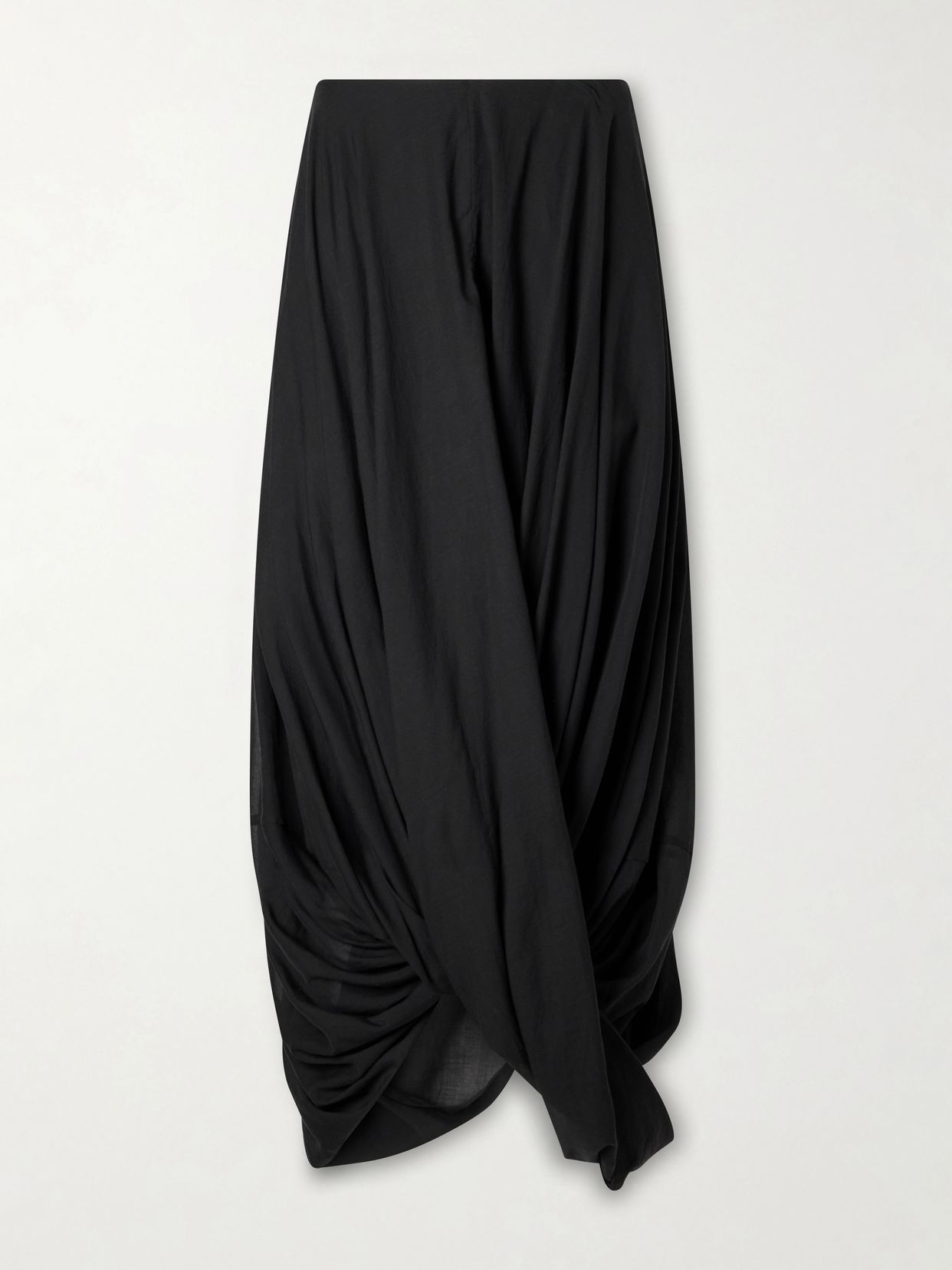 Cocoon draped Lyocell and organic cotton-blend maxi skirt