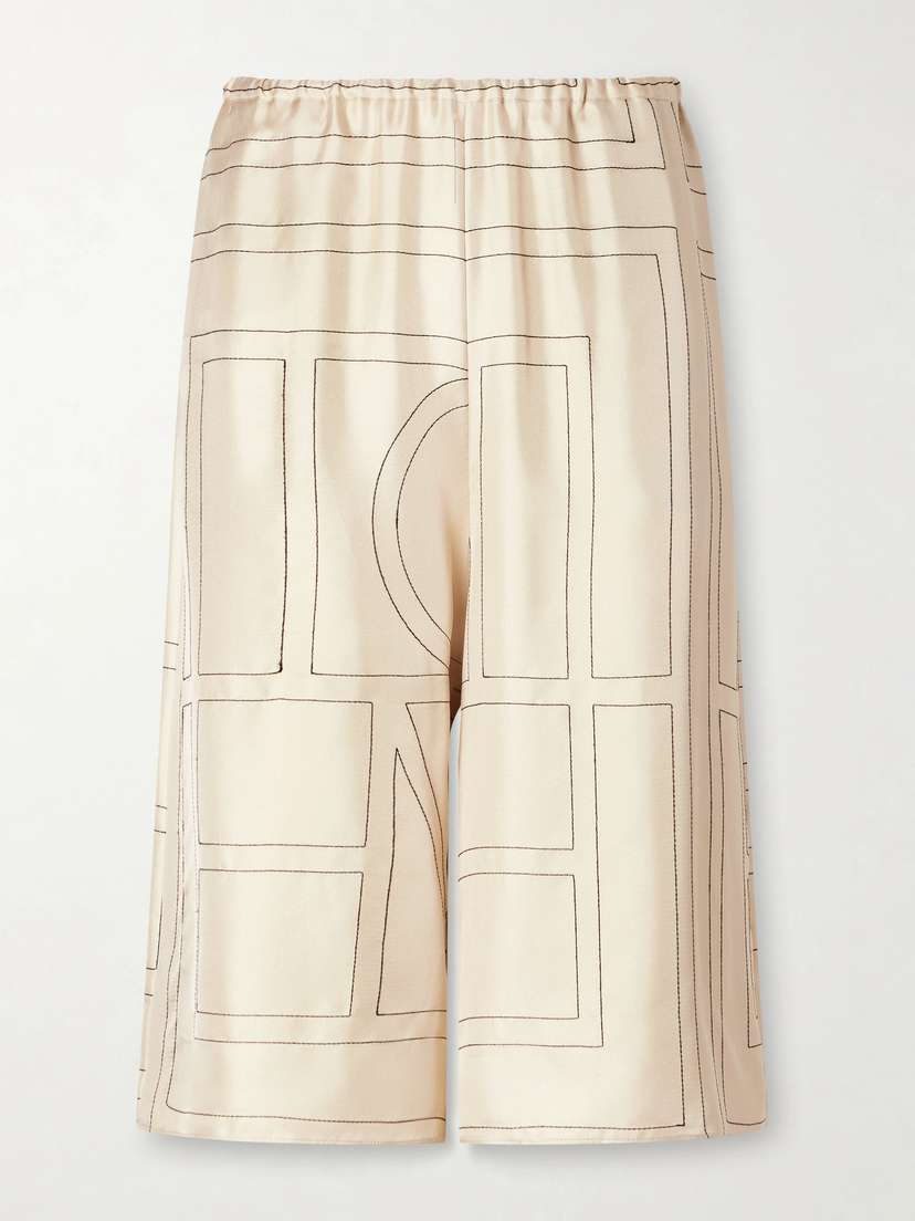 TOTEME Embroidered Silk Shorts