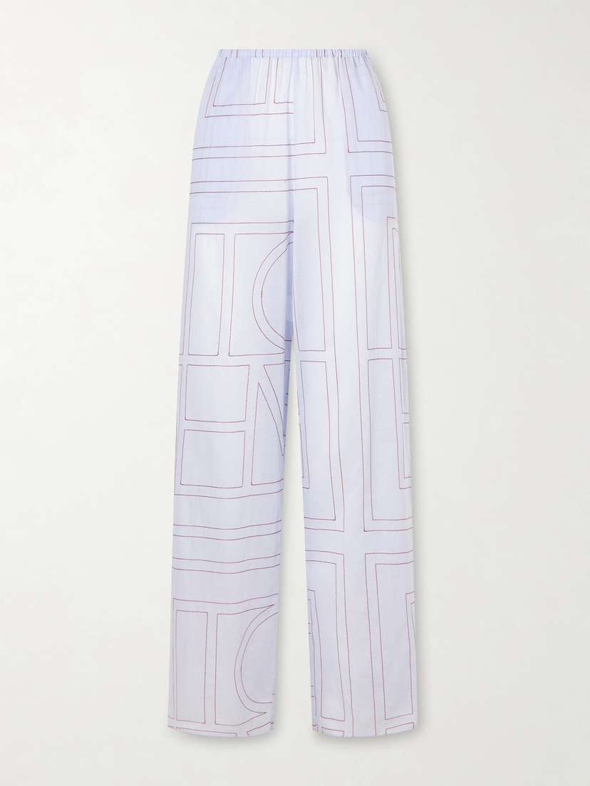 TOTEME Embroidered Lyocell And Cotton-blend Wide-leg Pajama Pants