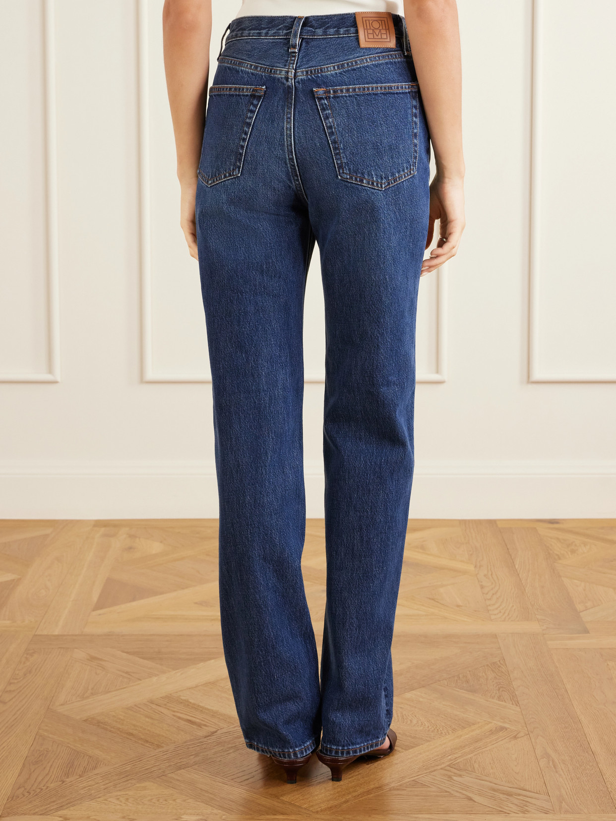 Logo-Appliquéd Mid-Rise Straight-Leg Jeans