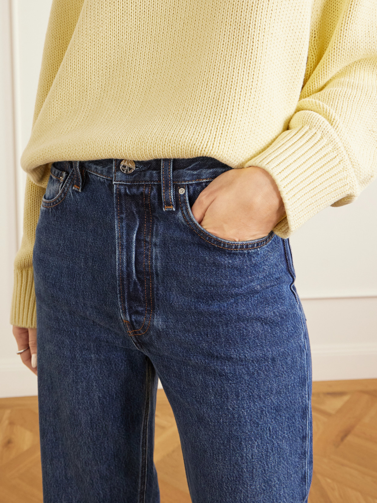 Logo-Appliquéd Mid-Rise Straight-Leg Jeans