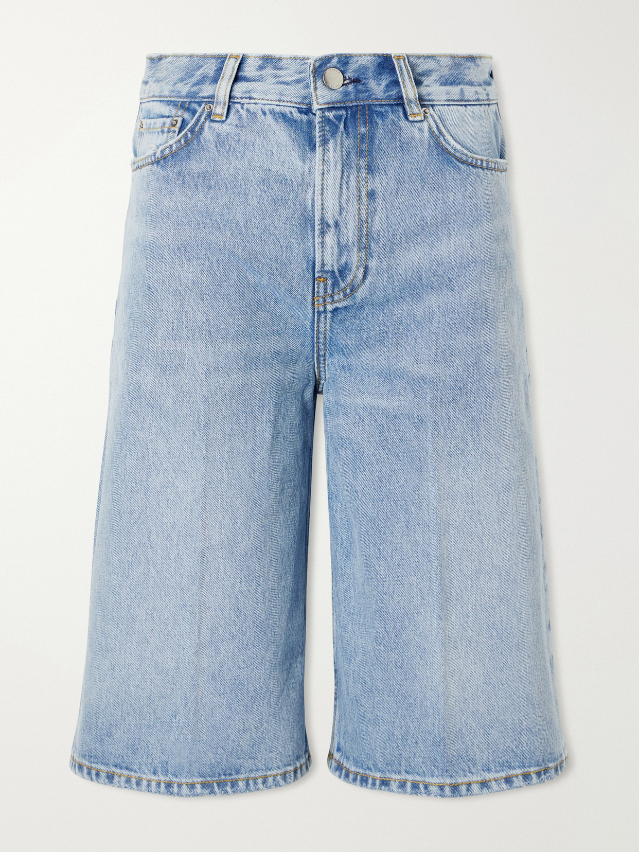 Totême Organic Denim Straight-leg Shorts In Blue