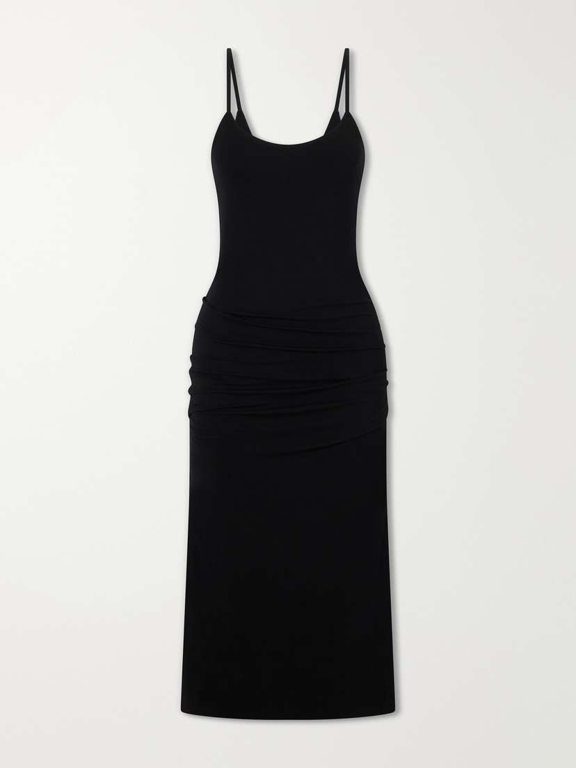 TOTEME Ruched Stretch-jersey Midi Dress