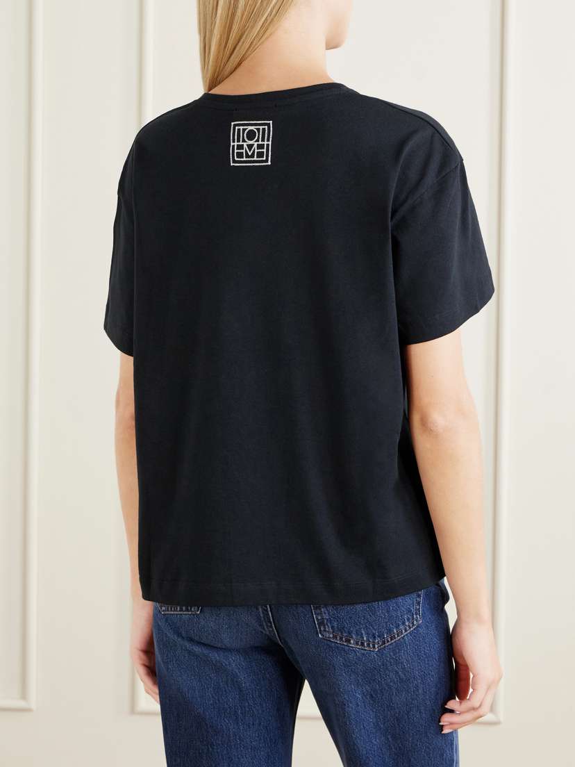TOTEME Logo-embroidered Organic Cotton T-shirt | Thumbnail 4 TOTEME Logo-embroidered Organic Cotton T-shirt | Thumbnail 4