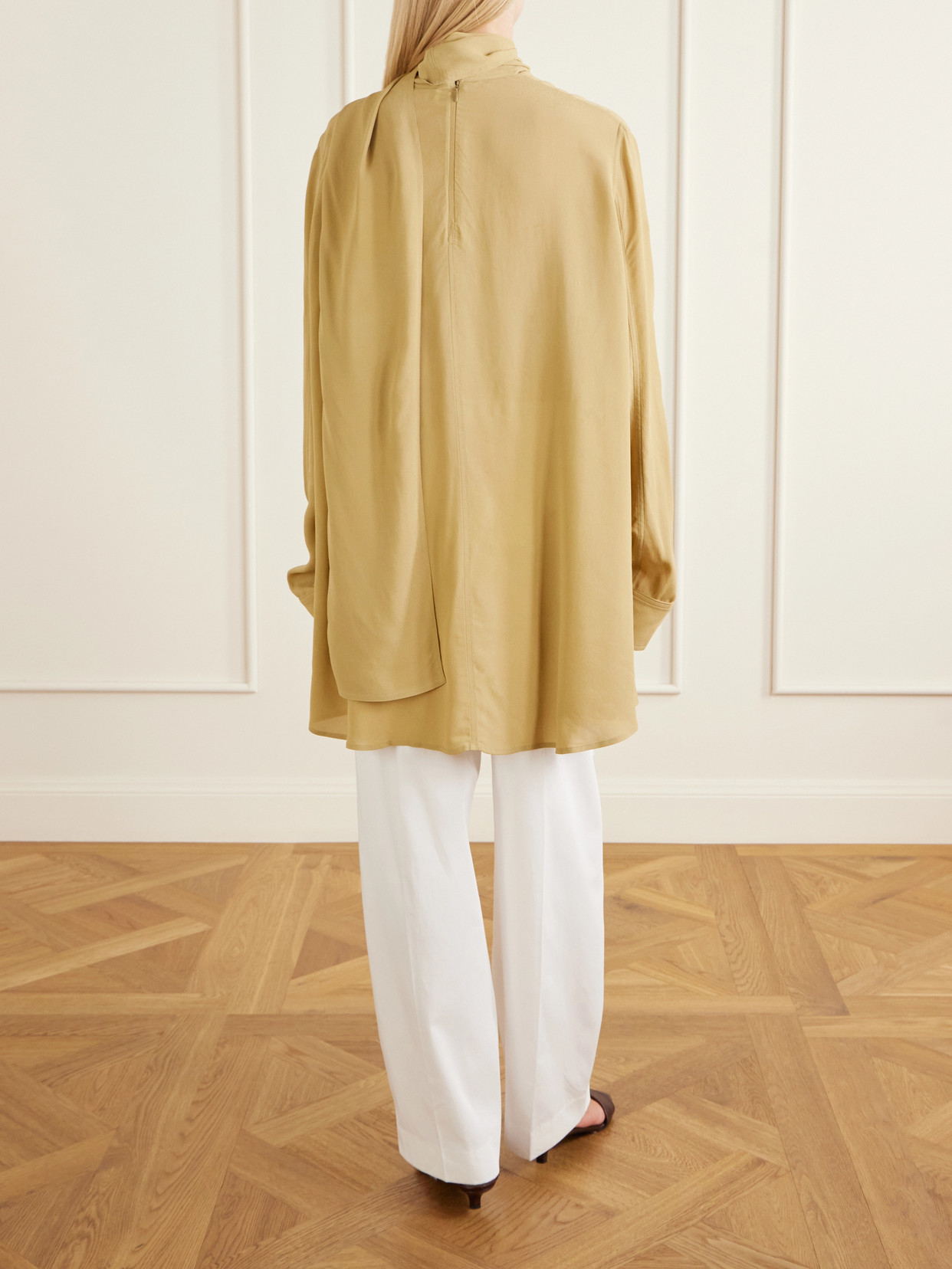 Tie-Detailed Crepe Shirt