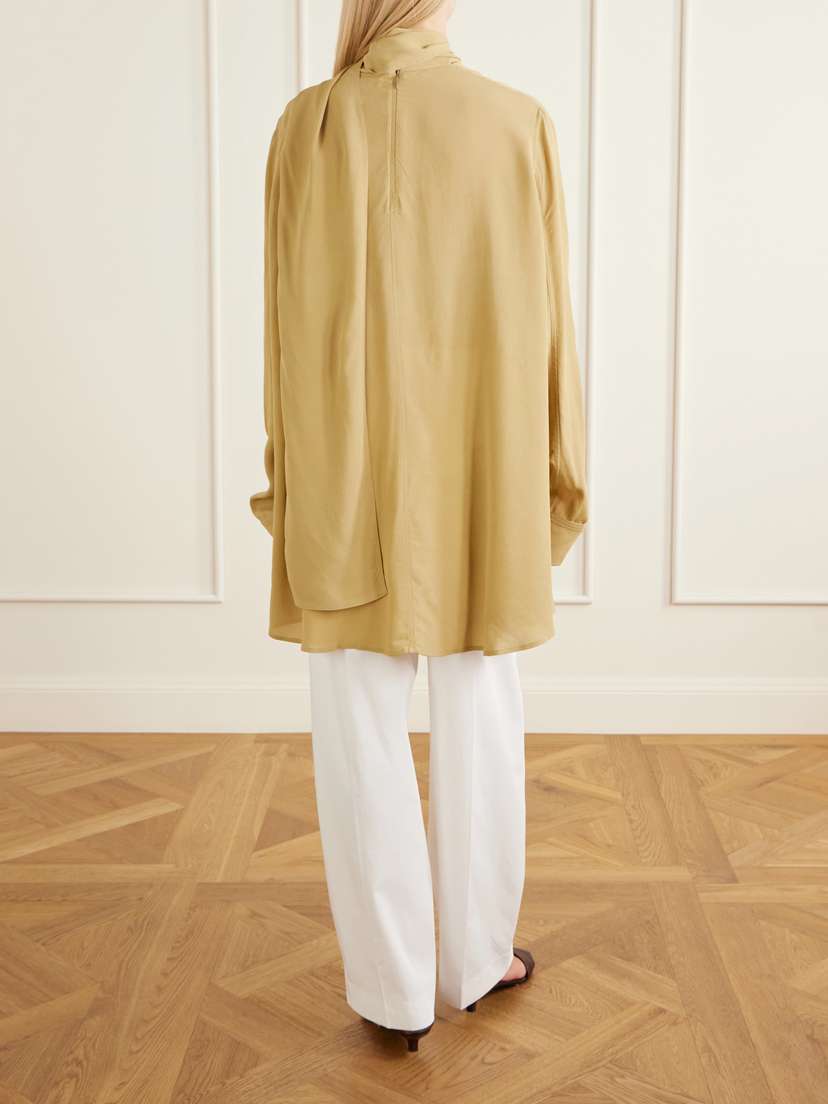 TOTEME Tie-detailed Crepe Shirt | Thumbnail 3 TOTEME Tie-detailed Crepe Shirt | Thumbnail 3