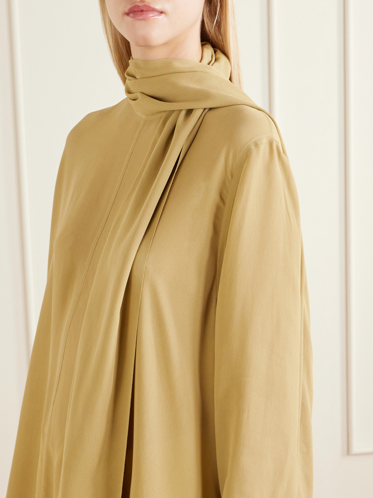 Tie-Detailed Crepe Shirt