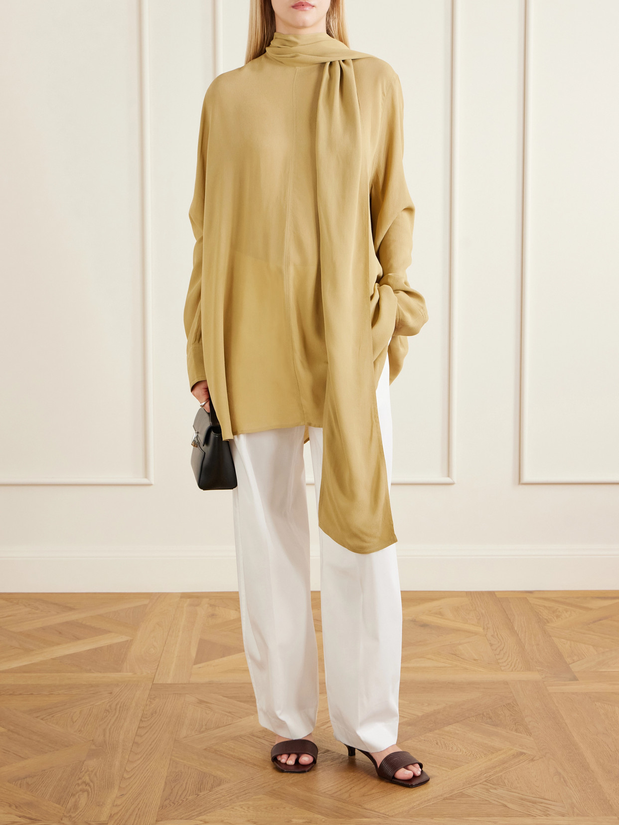 Tie-Detailed Crepe Shirt