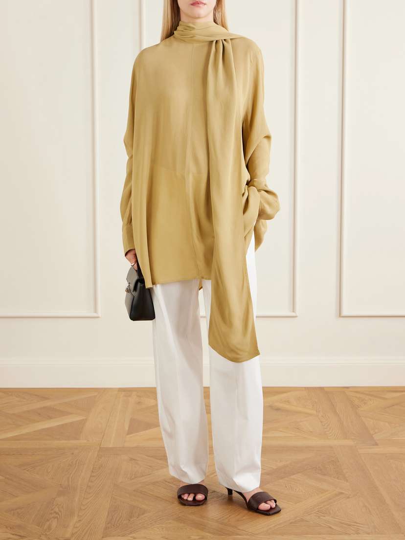 TOTEME Tie-detailed Crepe Shirt | Thumbnail 2 TOTEME Tie-detailed Crepe Shirt | Thumbnail 2