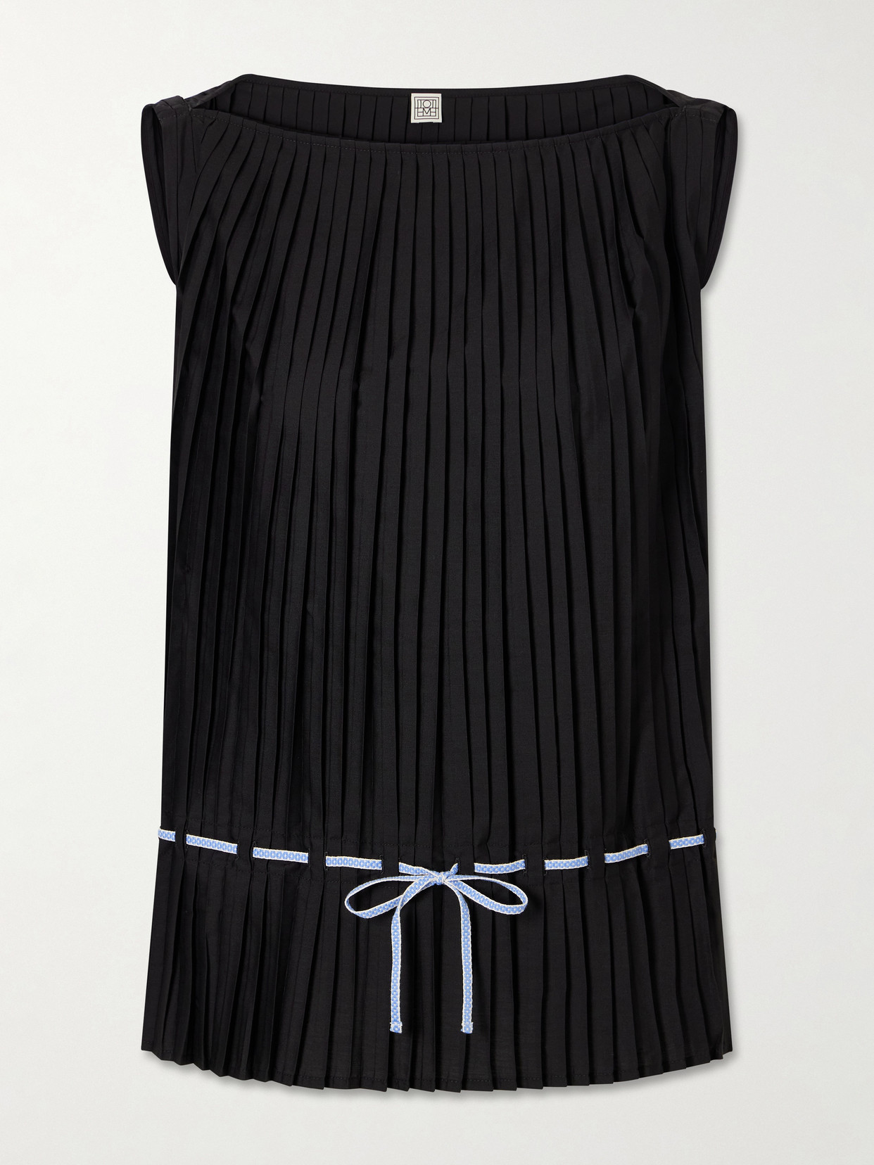 Totême Belted Pleated Poplin Blouse In Black