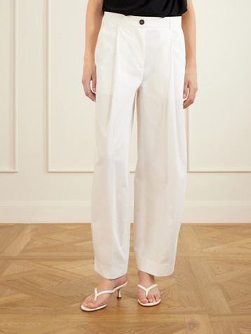 TOTEME Pleated cotton wide-leg trousers