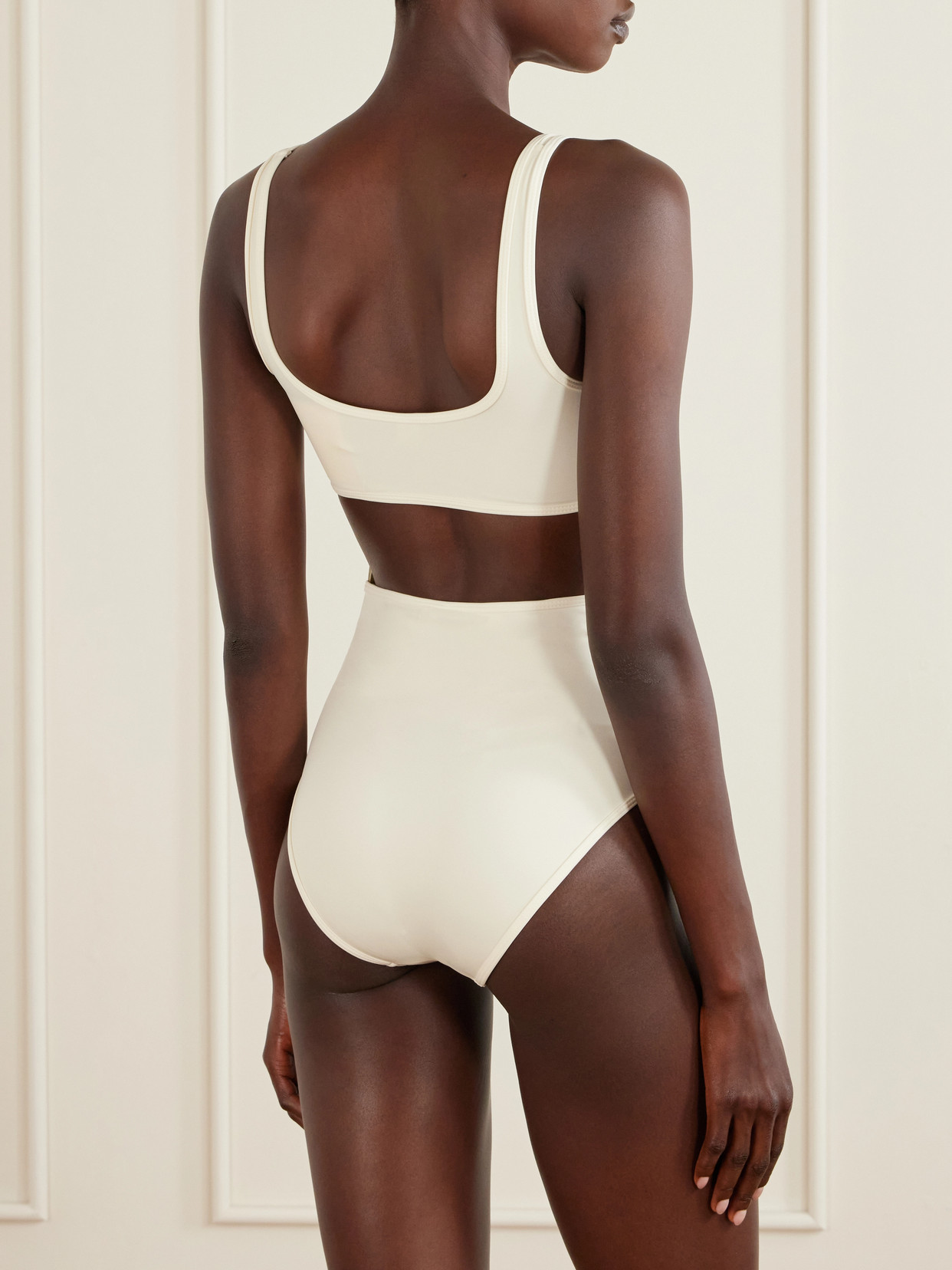 Totême Monogram Printed Bikini Top In White