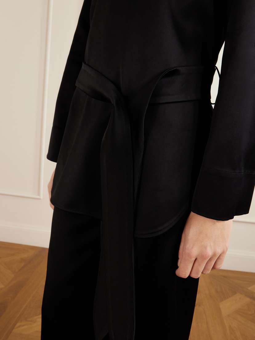 TOTEME Belted Satin Blouse | Thumbnail 4