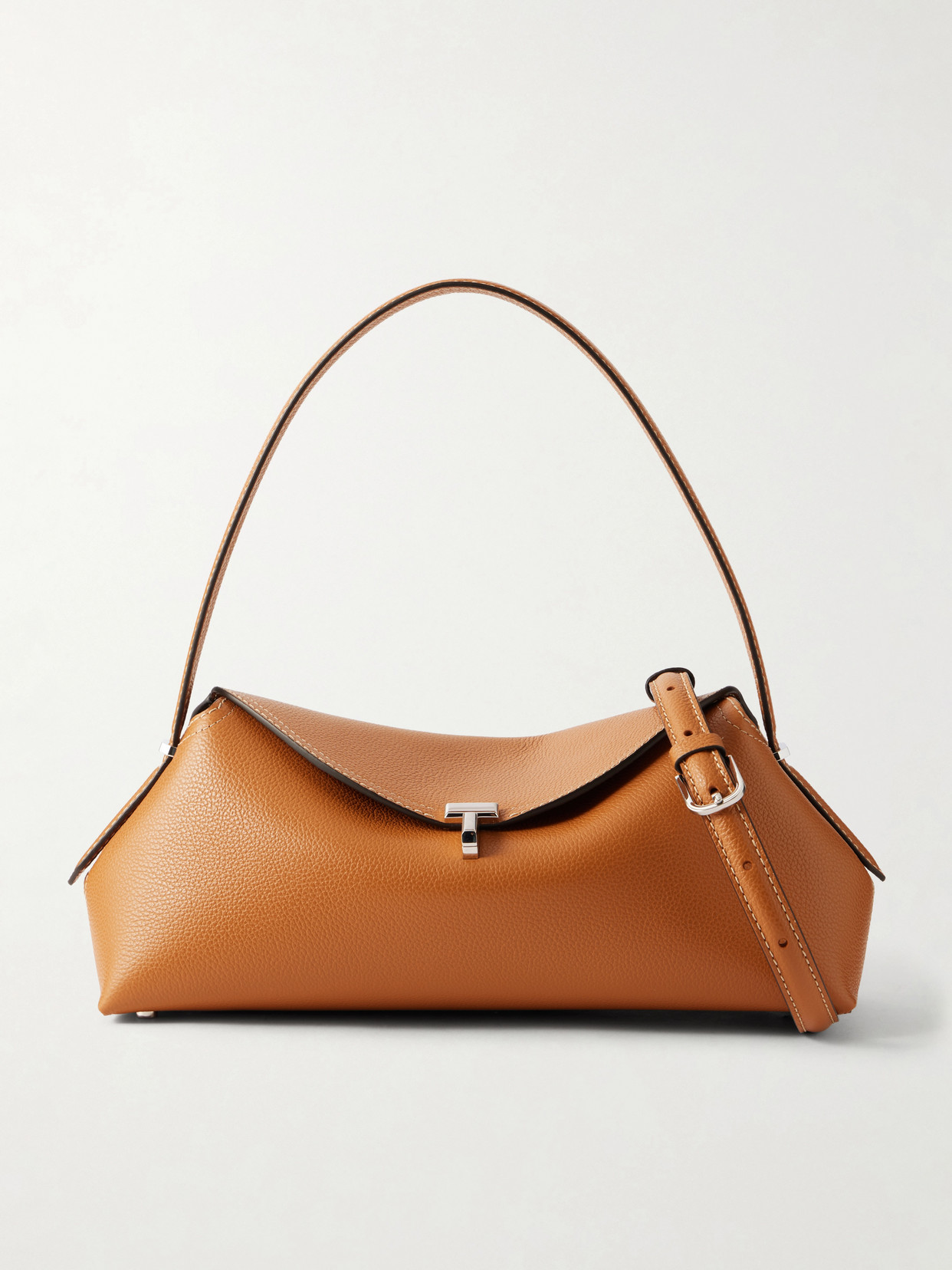 Totême T-lock Full-grain Leather Shoulder Bag In Brown