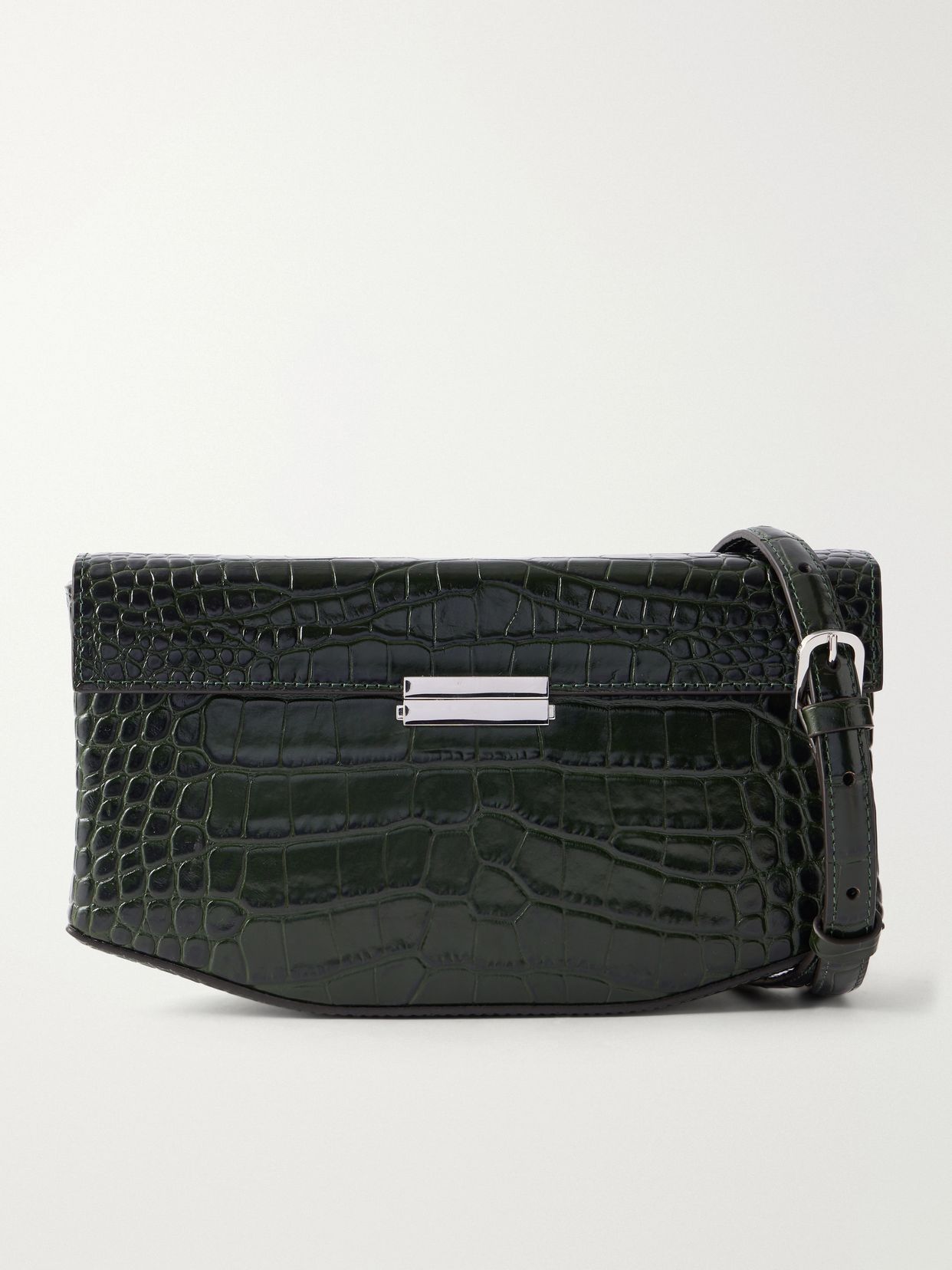 Clip croc-effect leather shoulder bag