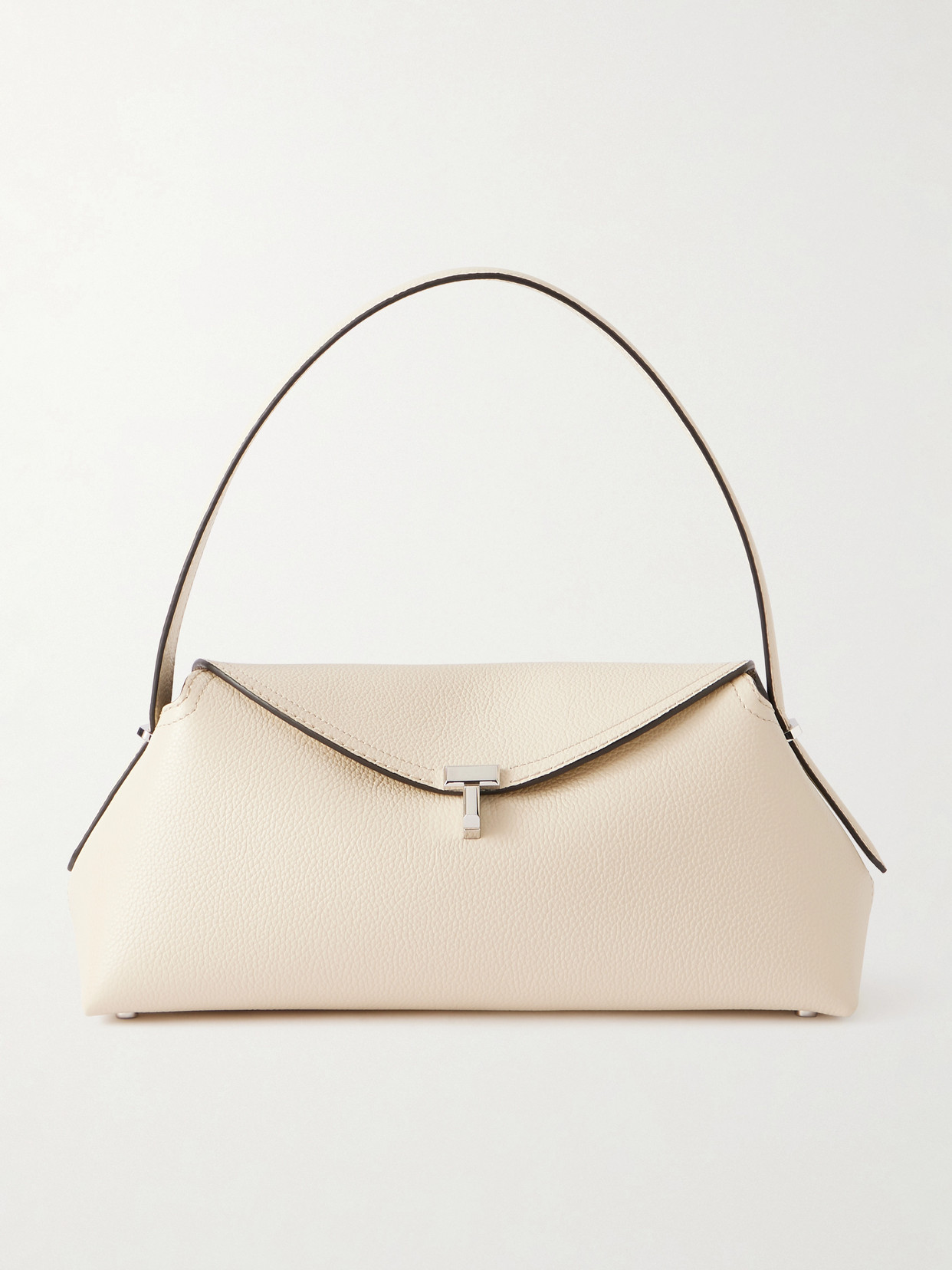 Totême T-lock Grained Leather Shoulder Bag In White