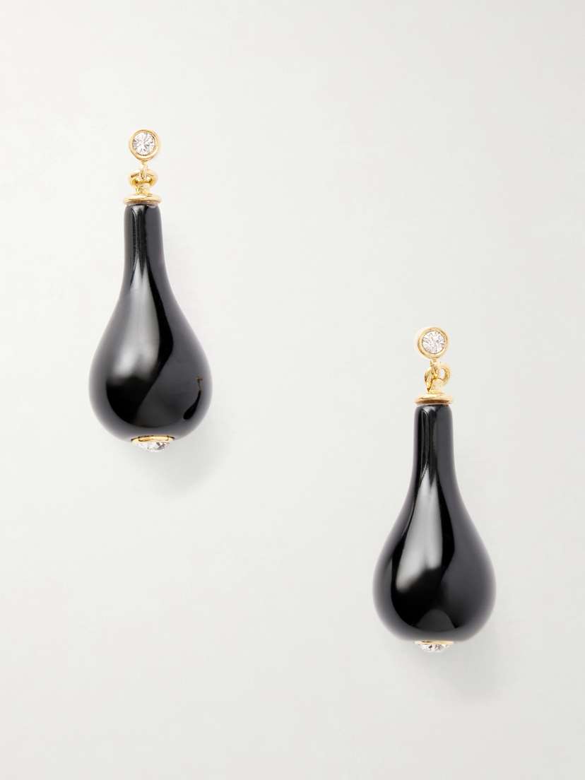 TOTEME Gold-plated, Onyx And Swarovski Crystal Earrings | Thumbnail 4 TOTEME Gold-plated, Onyx And Swarovski Crystal Earrings | Thumbnail 4