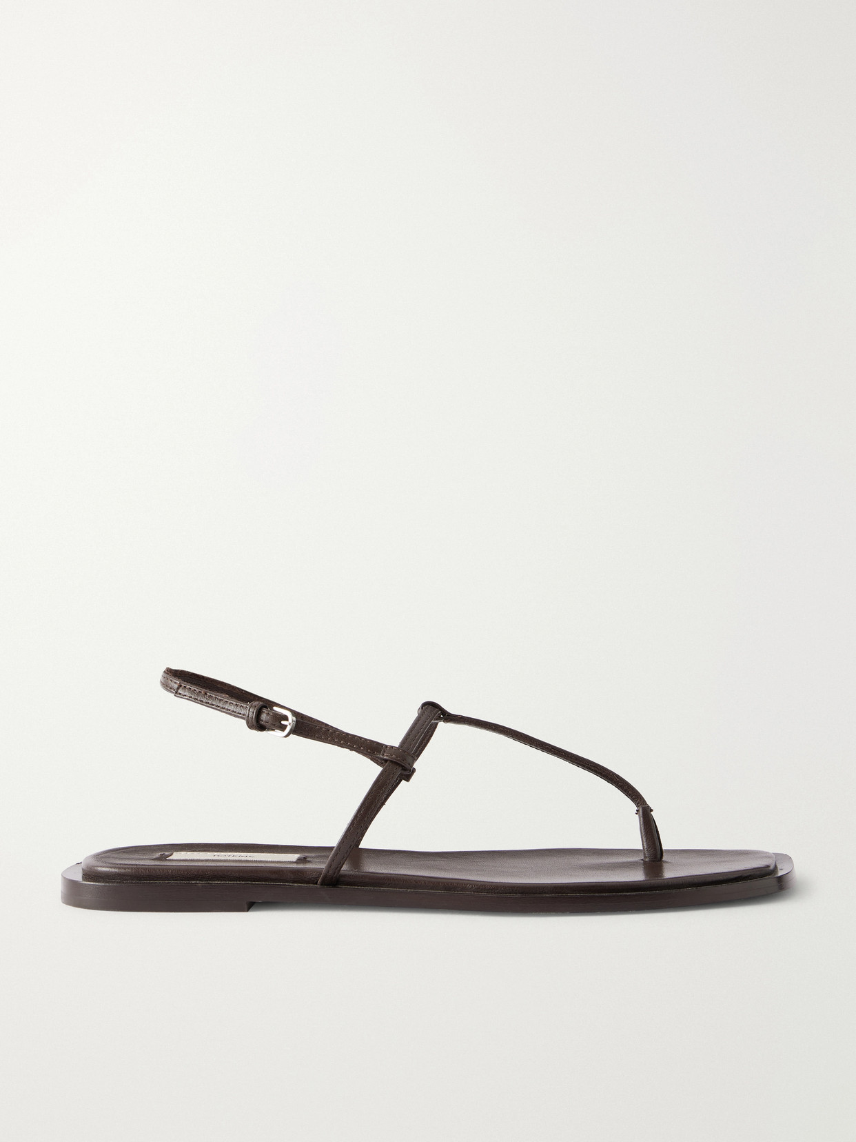 TOTEME - T-strap Leather Flats - Brown
