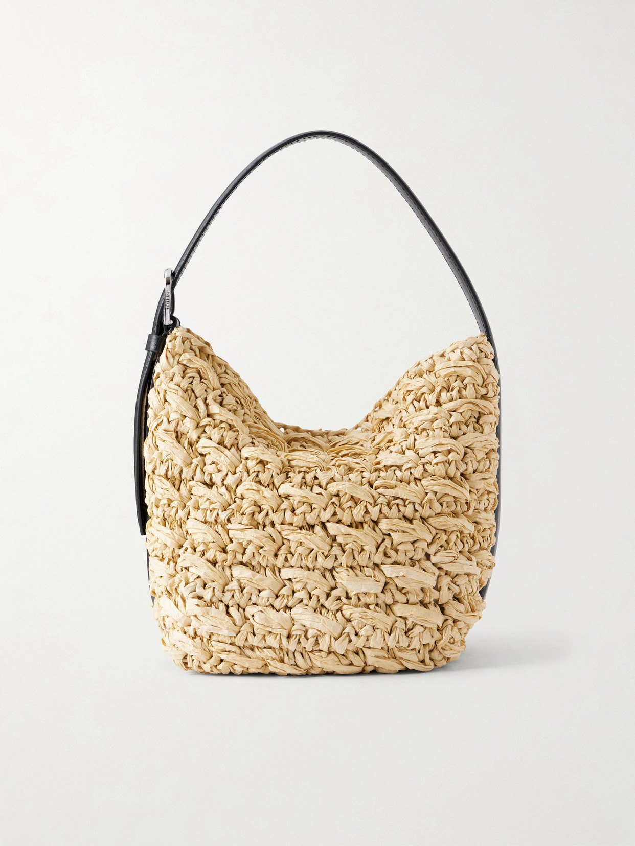 TOTEME - Belted Small Leather-trimmed Raffia Shoulder Bag - Neutrals