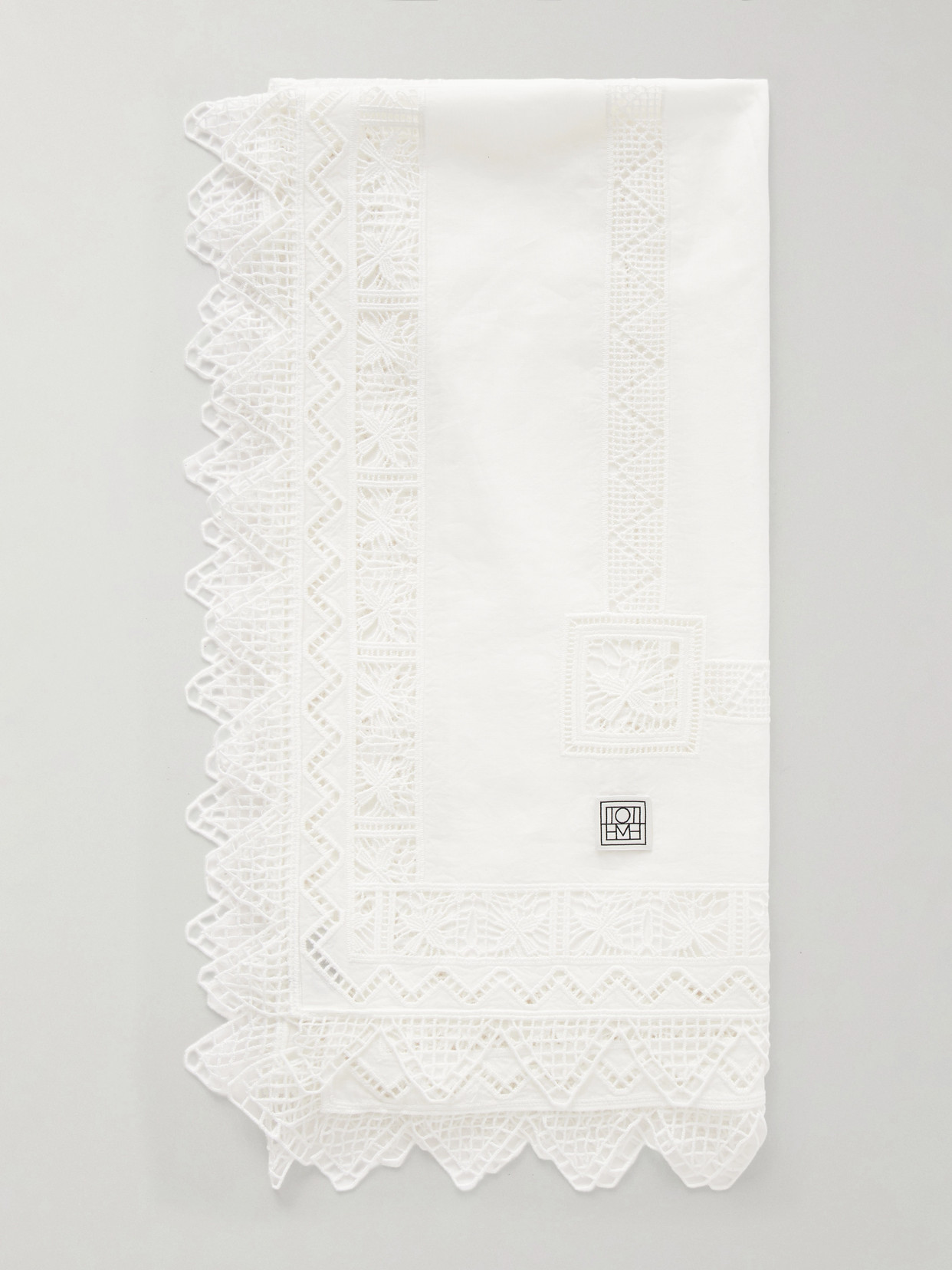 Totême Lace-trimmed Cotton-voile Scarf In White
