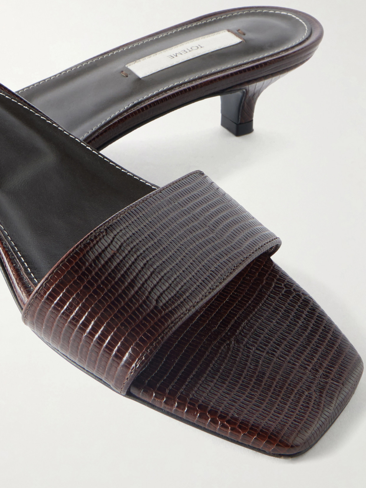 Totême Slim Lizard Embossed Bandeau Mule In Brown