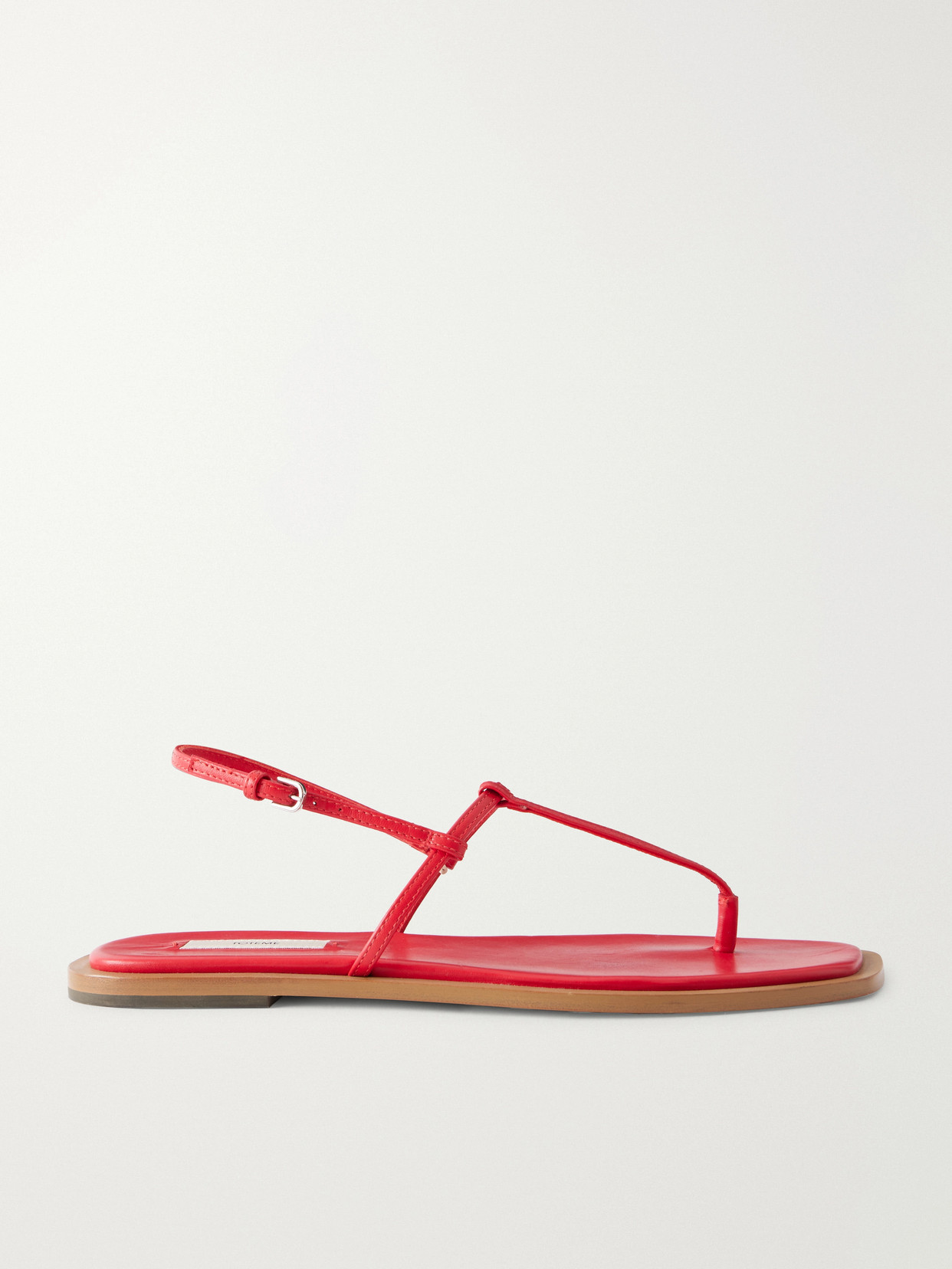 Totême Purist T-strap Nappa Leather Sandals In Red