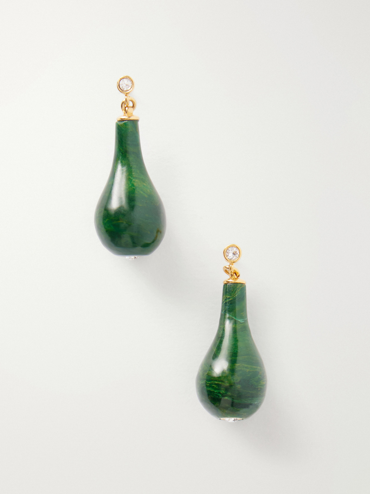 Totême Drop Gold-plated Jade Earrings In Green