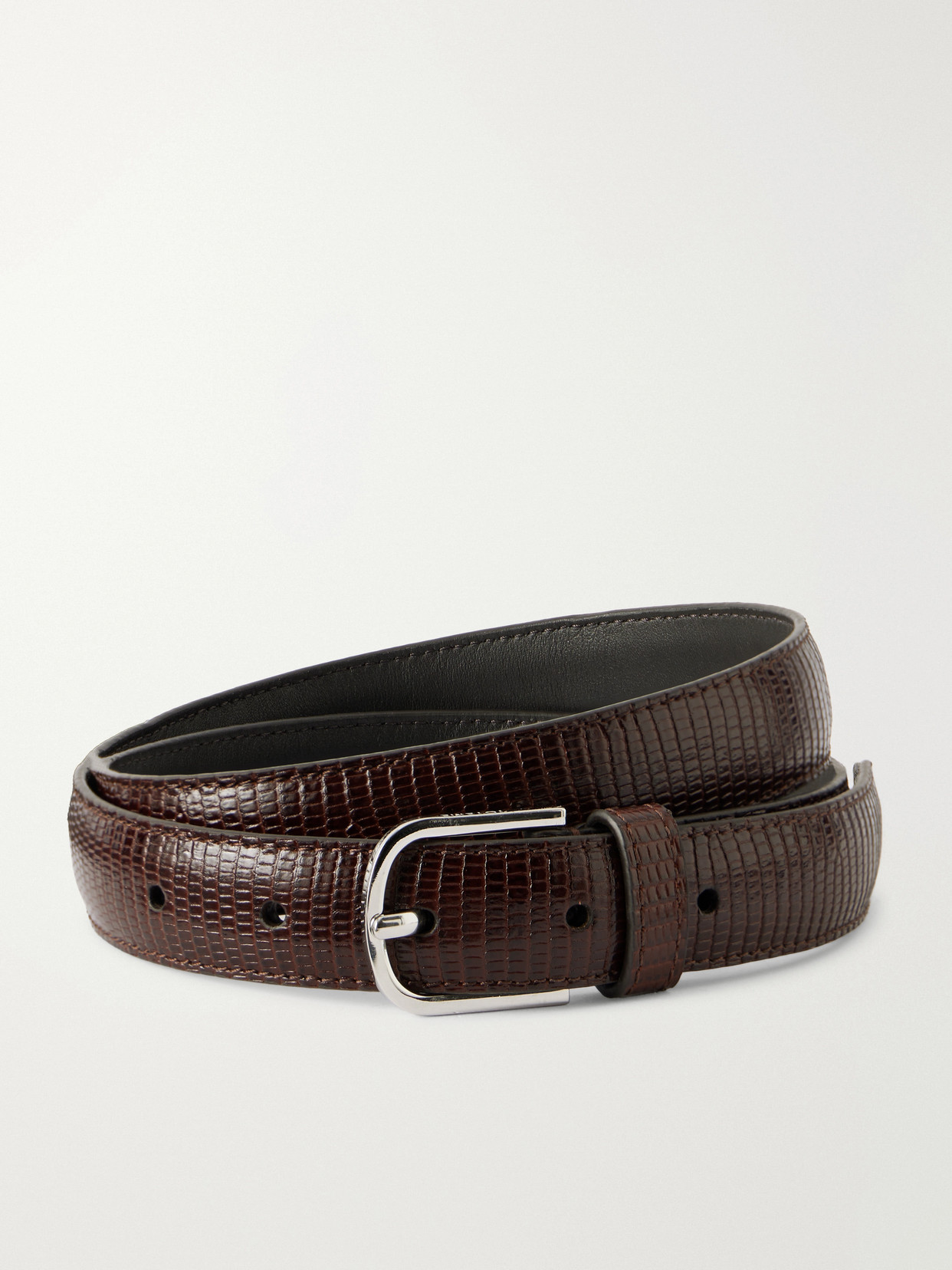 Totême Lizard-effect Belt In Brown