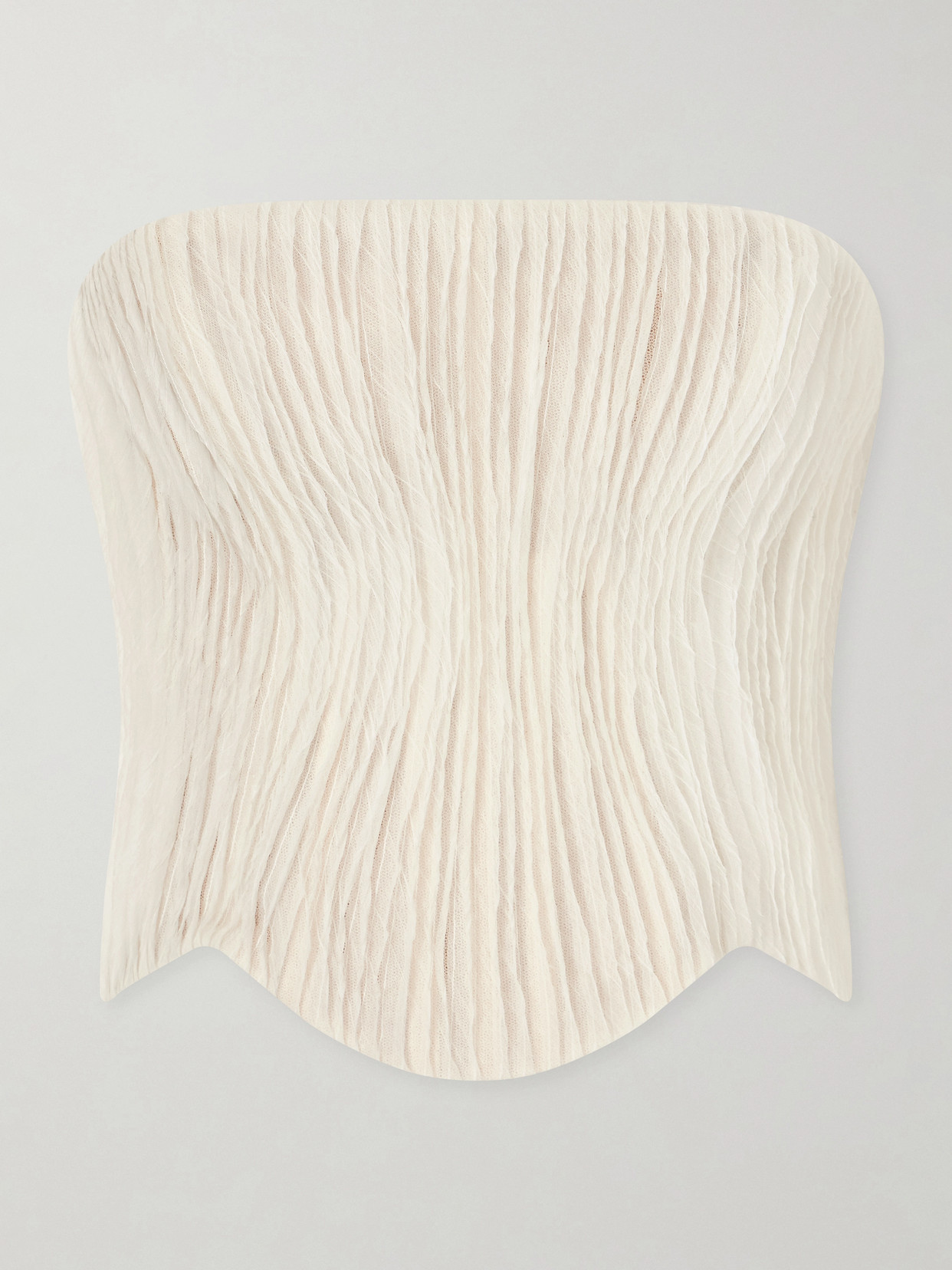 Danielle Frankel Crinkled-organza Bustier Top In Neutral