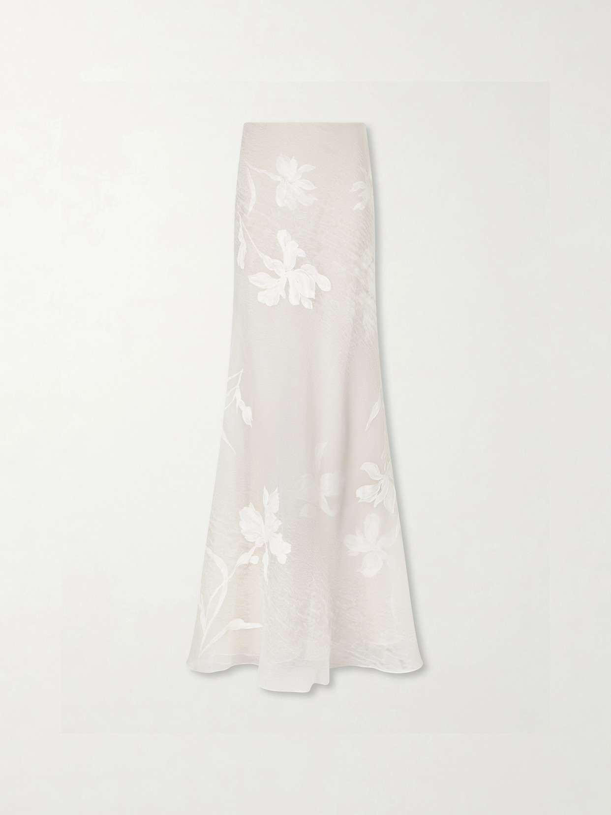 Danielle Frankel Floral-embroidered Silk-blend Organza Maxi Skirt In Neutral
