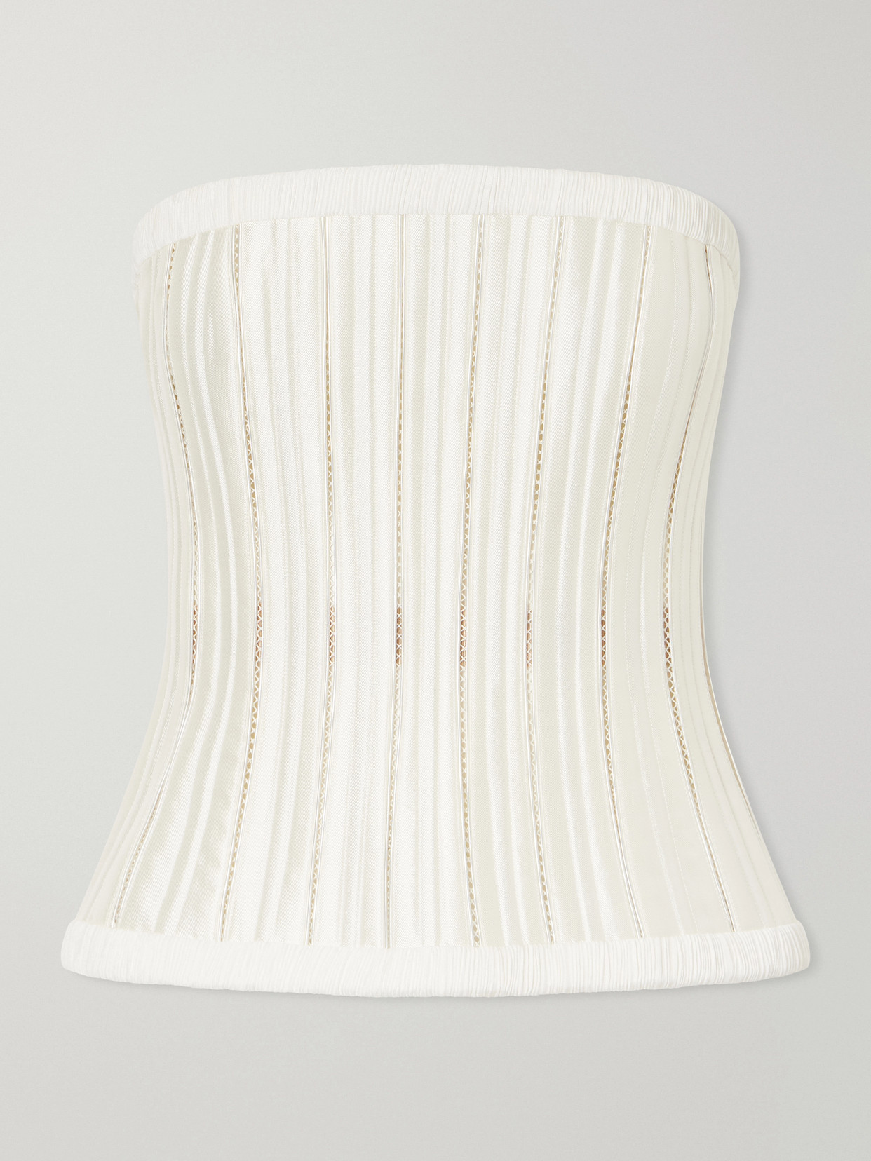 Danielle Frankel Cotton-blend Twill Bustier Top In White