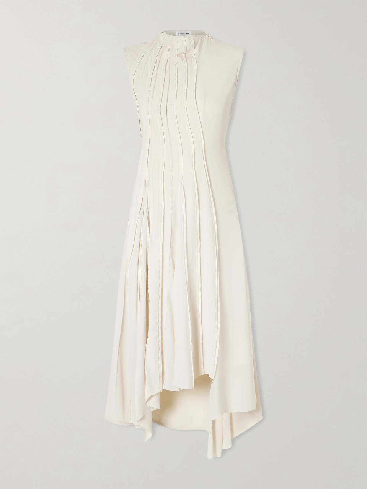 Victoria Beckham Pleated Cady Midi Dress In White
