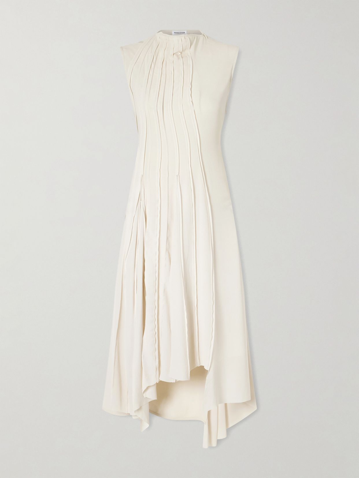 pleated cady midi dress