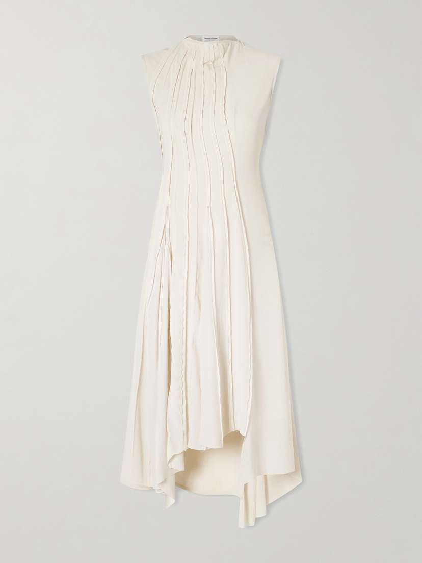 Victoria Beckham Pleated Cady Midi Dress