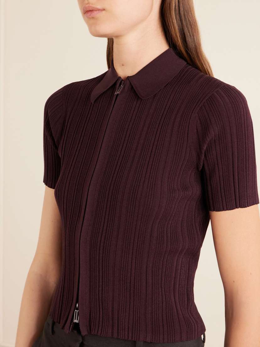 Victoria Beckham Ribbed Polo Top | Thumbnail 4 Victoria Beckham Ribbed Polo Top | Thumbnail 4