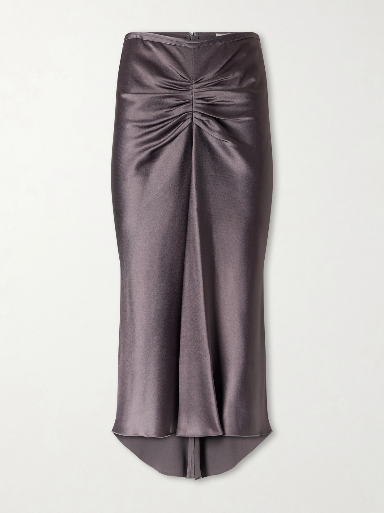 Victoria Beckham Womens Ore Bela Draped Satin Midi Skirt In Gray