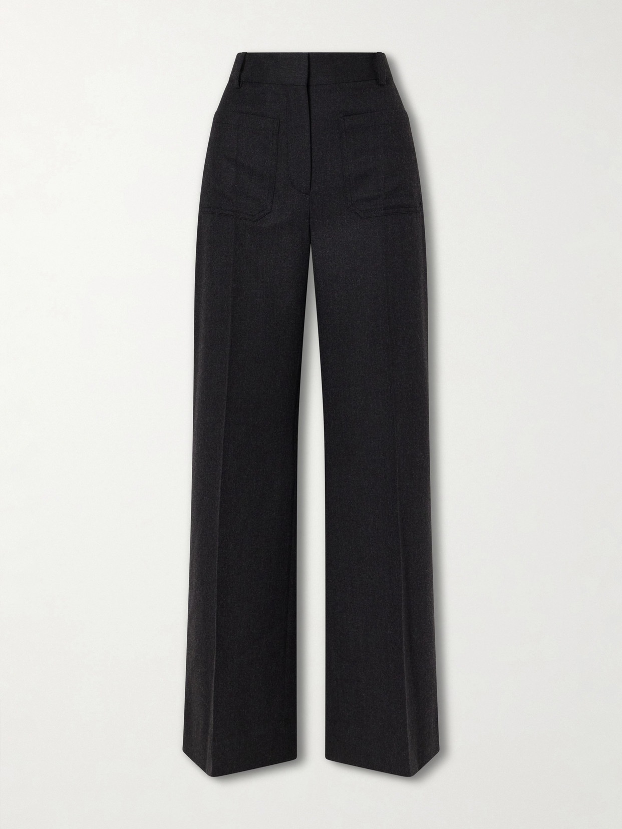 Victoria Beckham Alina Wide-leg Wool Pants In Gray