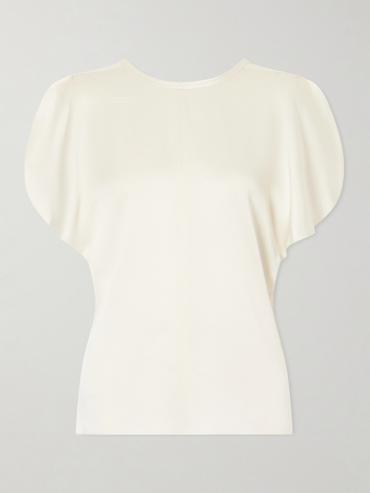 Victoria Beckham Bela Draped Satin Blouse In Neutral