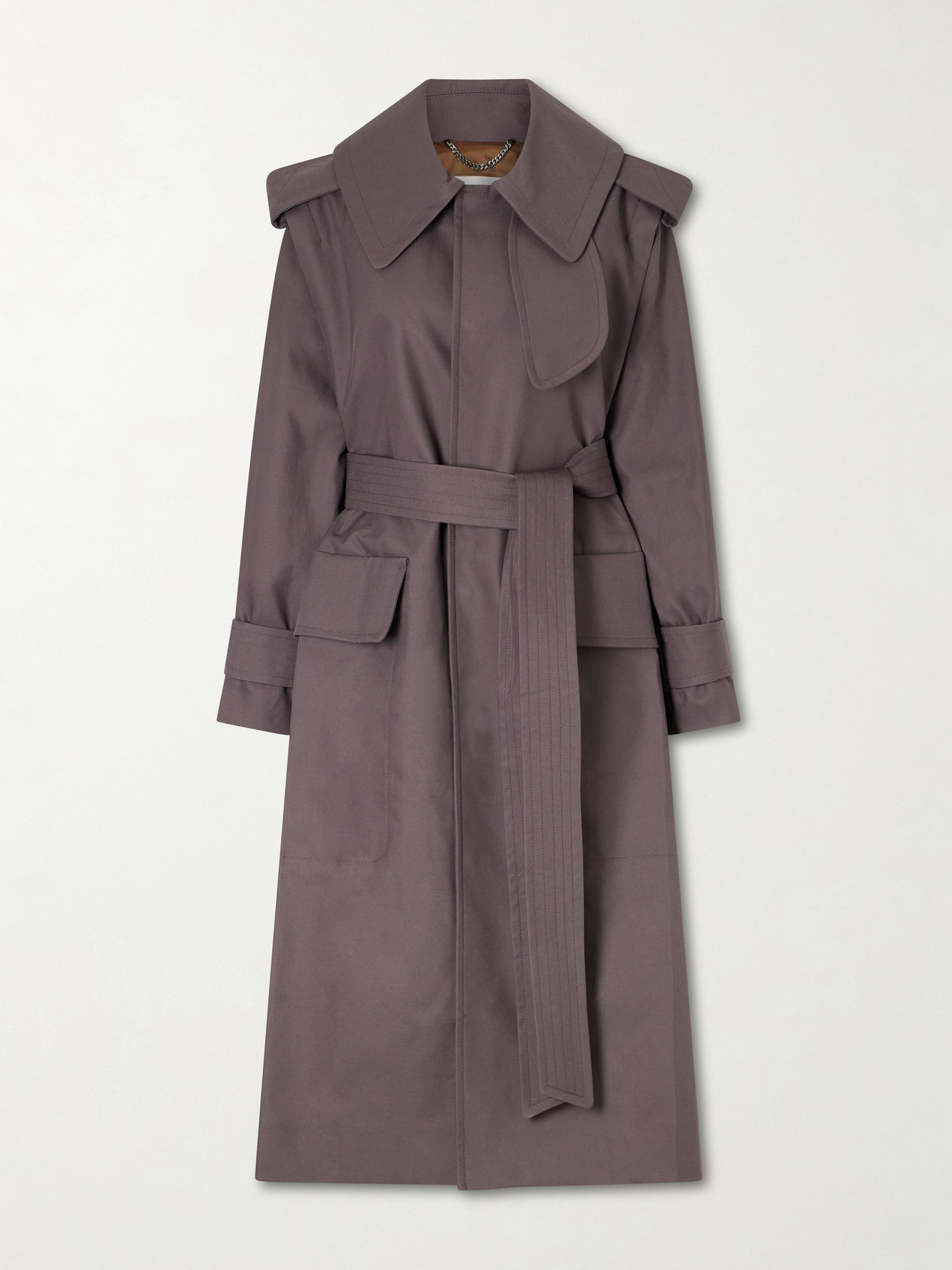 Victoria Beckham Philippa Belted Cotton Trench Coat In Brown