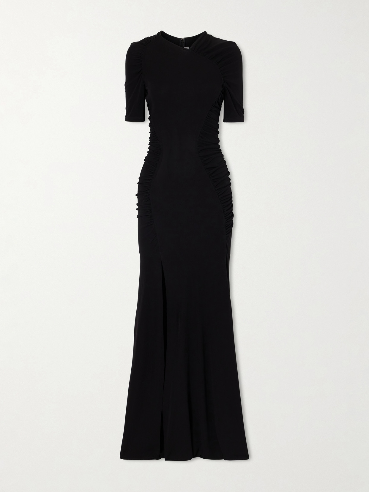 Victoria Beckham Gathered Satin Gown In Black