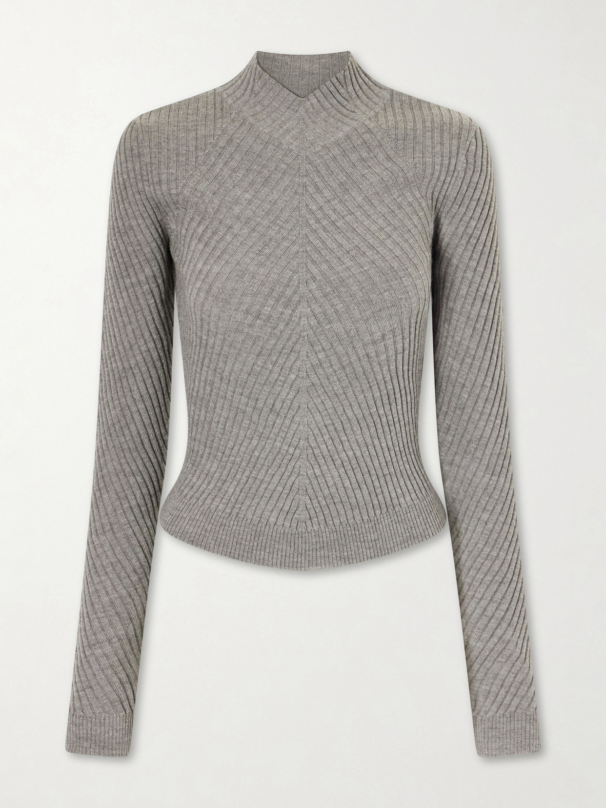 Victoria Beckham Womens Grey Marl Georgia Ribbed-knit Wool Jumper In Gray