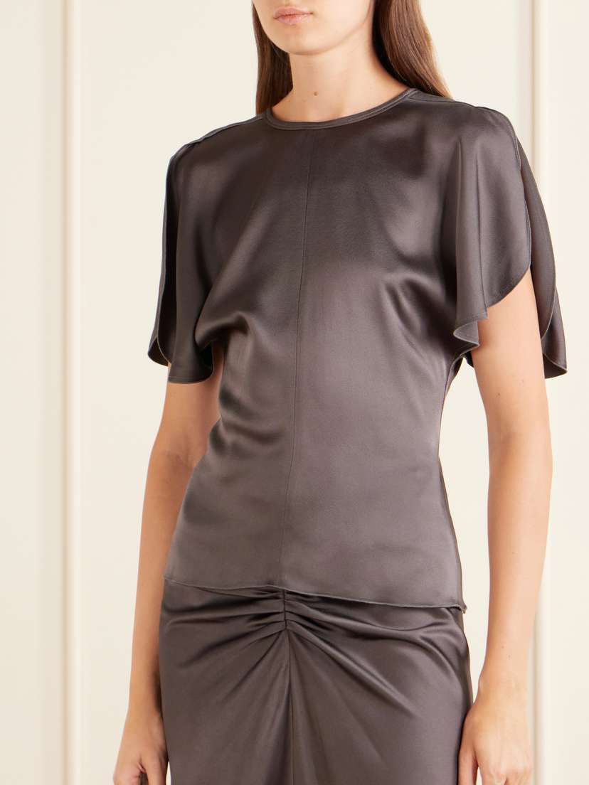 Victoria Beckham Bela Draped Satin Blouse | Thumbnail 3