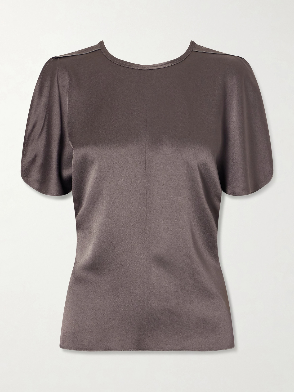 Victoria Beckham Bela Draped Satin Blouse In Brown
